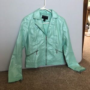 Teal/mint faux leather jacket size S